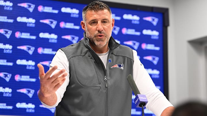 May 9, 2025; Foxborough, MA, USA; New England Patriots head coach Mike Vrabel speaks the to media during a press conference at Gillette Stadium. Mandatory Credit: Eric Canha-Imagn Images May 9, 2025; Foxborough, MA, USA; New England Patriots head coach Mike Vrabel speaks the to media during a press conference at Gillette Stadium. Mandatory Credit: Eric Canha-Imagn Images