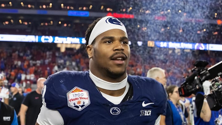 Abdul Carter after No. 5 Penn State's 30–14 win over No. 8 Boise State in the Fiesta Bowl on Dec. 31, 2024.