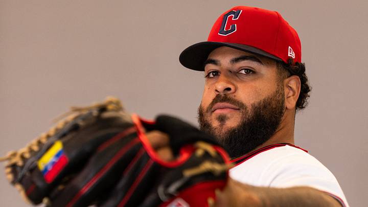Feb 19, 2026; Goodyear, AZ, USA; Cleveland Guardians pitcher Pedro Avila (60) during media day in Goodyear. Mandatory Credit: Arianna Grainey-Imagn Images