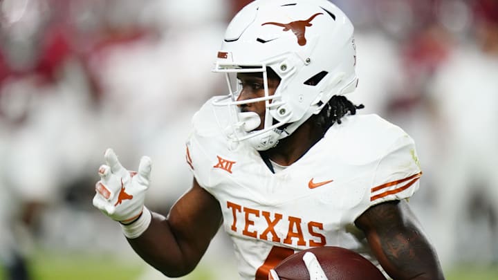 Texas Longhorns running back CJ Baxter on Sep. 9, 2023 at Bryant-Denny Stadium in Tuscaloosa, Alabama. Texas Longhorns running back CJ Baxter on Sep. 9, 2023 at Bryant-Denny Stadium in Tuscaloosa, Alabama.