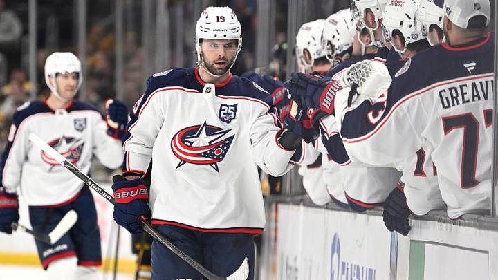Feb 26, 2026; Boston, Massachusetts, USA; Columbus Blue Jackets center Adam Fantilli (19) celebrates a goal against the Boston Bruins with his bench during the third period at TD Garden. Mandatory Credit: Eric Canha-Imagn Images Feb 26, 2026; Boston, Massachusetts, USA; Columbus Blue Jackets center Adam Fantilli (19) celebrates a goal against the Boston Bruins with his bench during the third period at TD Garden. Mandatory Credit: Eric Canha-Imagn Images