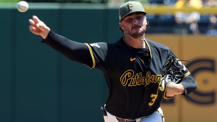 May 17, 2026; Pittsburgh, Pennsylvania, USA; Pittsburgh Pirates starting pitcher Paul Skenes (30) delivers a pitch against the Philadelphia Phillies during the first inning at PNC Park.