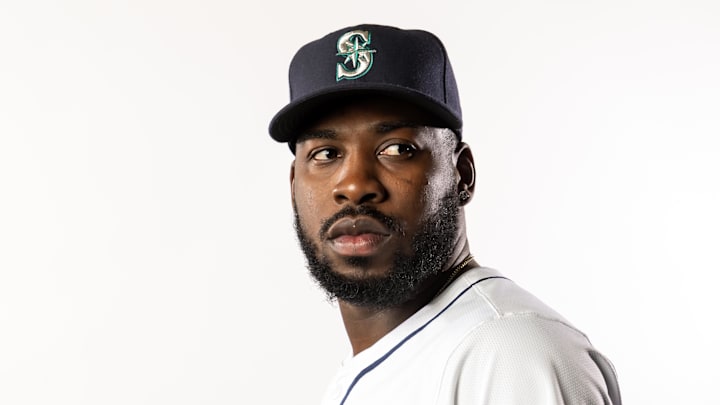 Seattle Mariners pitcher Sauryn Lao poses for a portrait during media day at Peoria Sports Complex on Feb. 20.
