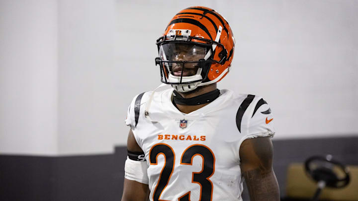 Oct 8, 2023; Glendale, Arizona, USA; Cincinnati Bengals safety Dax Hill (23) against the Arizona