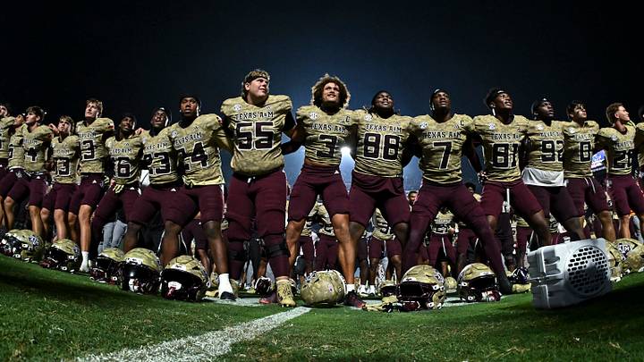 Oct 3, 2026; College Station, Texas, USA; Texas A&M Aggies safety Marcus Ratcliffe (3) and teammates celebrate the win against the Arkansas Razorbacks at Kyle Field. Mandatory Credit: Maria Lysaker-Imagn Images Oct 3, 2026; College Station, Texas, USA; Texas A&M Aggies safety Marcus Ratcliffe (3) and teammates celebrate the win against the Arkansas Razorbacks at Kyle Field. Mandatory Credit: Maria Lysaker-Imagn Images