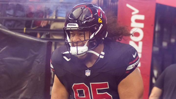 Oct 8, 2023; Glendale, Arizona, USA; Arizona Cardinals defensive tackle Leki Fotu (95) against the Cincinnati Bengals at State Farm Stadium. Mandatory Credit: Mark J. Rebilas-Imagn Images Oct 8, 2023; Glendale, Arizona, USA; Arizona Cardinals defensive tackle Leki Fotu (95) against the Cincinnati Bengals at State Farm Stadium. Mandatory Credit: Mark J. Rebilas-Imagn Images
