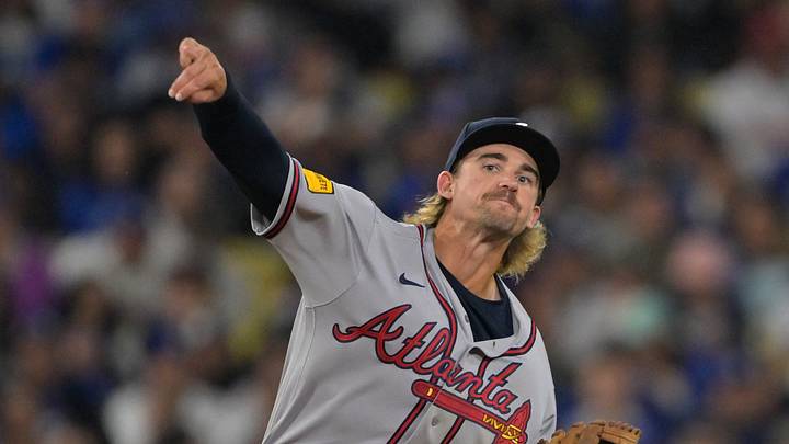 May 8, 2026; Los Angeles, California, USA;  Atlanta Braves shortstop Jim Jarvis (74) makes a play against the Los Angeles Dodgers at Dodger Stadium. Mandatory Credit: Jayne Kamin-Oncea-Imagn Images