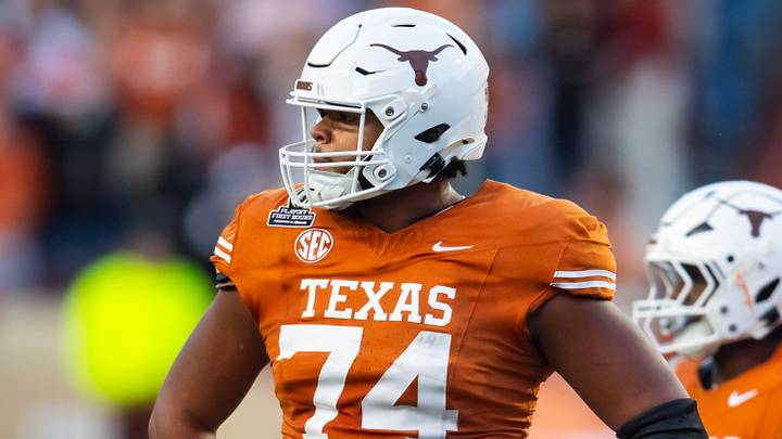 Texas Longhorns offensive lineman Trevor Goosby against the Clemson Tigers during the CFP National playoff first round at Darrell K Royal-Texas Memorial Stadium. Texas Longhorns offensive lineman Trevor Goosby against the Clemson Tigers during the CFP National playoff first round at Darrell K Royal-Texas Memorial Stadium.