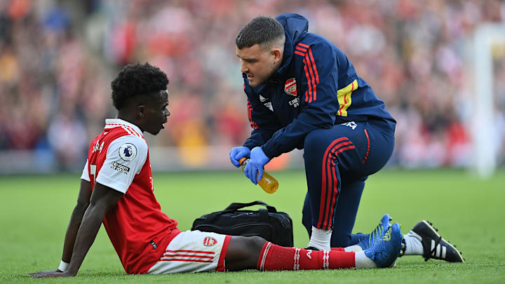 Bukayo Saka hat sich am Knöchel verletzt Bukayo Saka hat sich am Knöchel verletzt