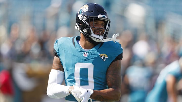 Jacksonville Jaguars wide receiver Gabe Davis (0) before the game against the Green Bay Packers at EverBank Stadium. 