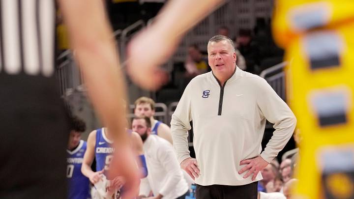 Creighton head coach Greg McDermott is shown during the second half of their game at Fiserv Forum in Milwaukee, Wisconsin. Marquette beat Creighton 86-62.