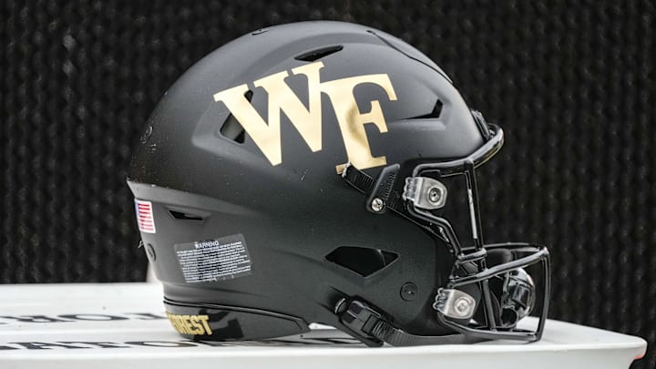 Sep 9, 2023; Winston-Salem, North Carolina, USA; Wake Forest helmet during the second half against the Vanderbilt Commodores at Allegacy Federal Credit Union Stadium. Mandatory Credit: Jim Dedmon-Imagn Images
