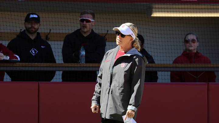 Oklahoma coach Patty Gasso looks on during a contest against Kentucky at Love's Field.