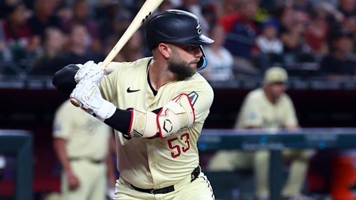 Arizona Diamondbacks first baseman Christian Walker looks to swing against the Atlanta Braves on July 9 at Chase Field.