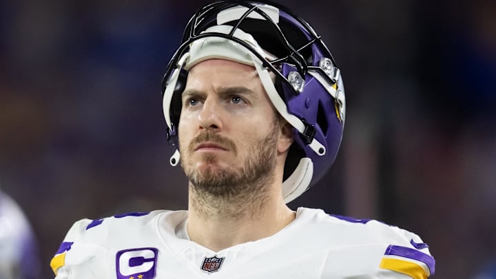 Jan 13, 2025; Glendale, AZ, USA; Minnesota Vikings long snapper Andrew DePaola (42) against the Los Angeles Rams during an NFC wild card game at State Farm Stadium. Mandatory Credit: Mark J. Rebilas-Imagn Images
