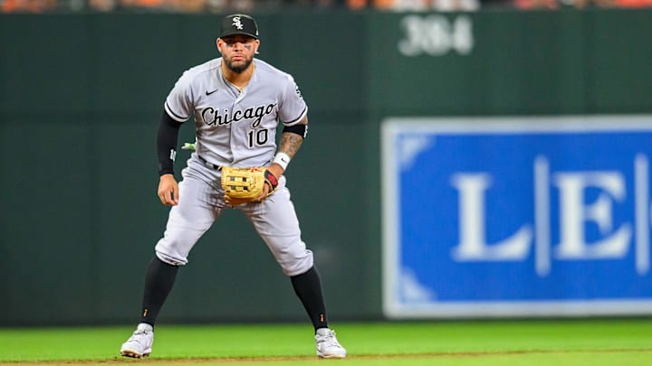 Baltimore, Maryland, USA; Chicago White Sox third baseman Yoan Moncada (10) during the sixth inning against the Baltimore Orioles at Oriole Park at Camden Yards.