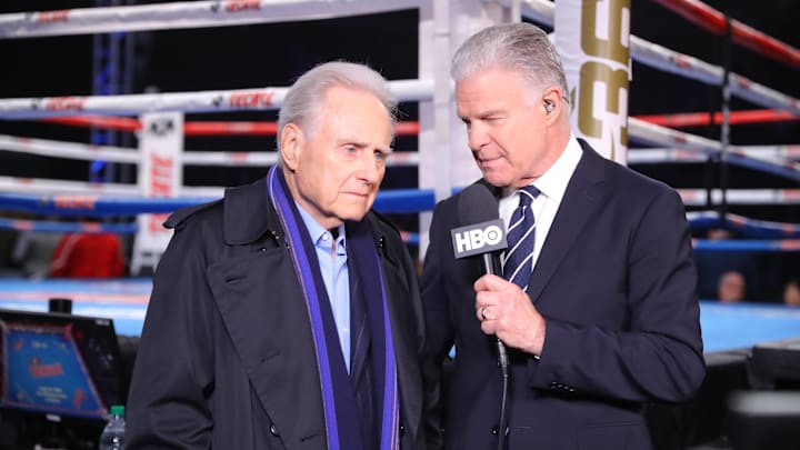Jim Lampley (right) and Larry Merchant (left). Jim Lampley (right) and Larry Merchant (left).