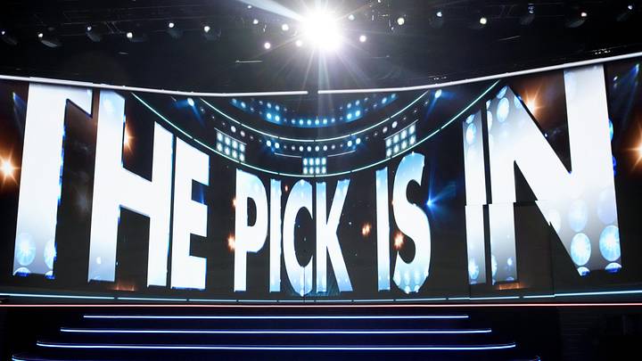 Jun 27, 2025; Los Angeles, California, USA; The video board shows the 20th overall pick for the Columbus Blue Jackets is about to be announced in the first round of the 2025 NHL Draft at Peacock Theater. Jun 27, 2025; Los Angeles, California, USA; The video board shows the 20th overall pick for the Columbus Blue Jackets is about to be announced in the first round of the 2025 NHL Draft at Peacock Theater.