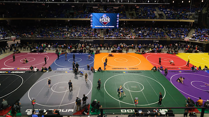 The 2025 UIL Wrestling Tournament at The Berry Center in Houston.