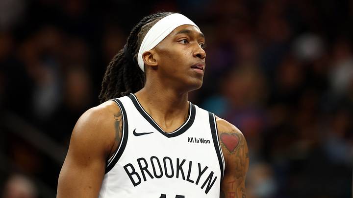 Jan 27, 2026; Phoenix, Arizona, USA; Brooklyn Nets guard Terance Mann (14) against the Phoenix Suns at Mortgage Matchup Center. Mandatory Credit: Mark J. Rebilas-Imagn Images