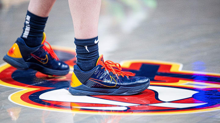 Indiana Fever guard Caitlin Clark wears the Nike Kobe 5 Protro.