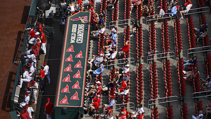 Aug 29, 2024; St. Louis, Missouri, USA; A general view as fans look on from their seats during the eighth inning of a game between the St. Louis Cardinals and the San Diego Padres at Busch Stadium. Mandatory Credit: Jeff Curry-Imagn Images Aug 29, 2024; St. Louis, Missouri, USA; A general view as fans look on from their seats during the eighth inning of a game between the St. Louis Cardinals and the San Diego Padres at Busch Stadium. Mandatory Credit: Jeff Curry-Imagn Images