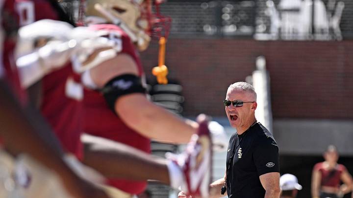 Sep 26, 2026; Tallahassee, Florida, USA;  Florida State Seminoles head coach Mike Norvell before a game against the Central Arkansas Bears at Doak S. Campbell Stadium.  Mandatory Credit: Melina Myers-Imagn Images