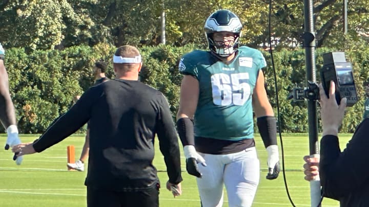 Eagles right tackle Lane Johnson goes through practice after clearing concussion protocol entering Week 6 of the 2024 season. Eagles right tackle Lane Johnson goes through practice after clearing concussion protocol entering Week 6 of the 2024 season.