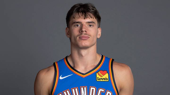 Sep 28, 2026; Oklahoma City, OK, USA; Oklahoma City Thunder guard Brooks Barnhizer (23) poses for a photo during Oklahoma City Thunder Media Day at Paycom Center. Sep 28, 2026; Oklahoma City, OK, USA; Oklahoma City Thunder guard Brooks Barnhizer (23) poses for a photo during Oklahoma City Thunder Media Day at Paycom Center.