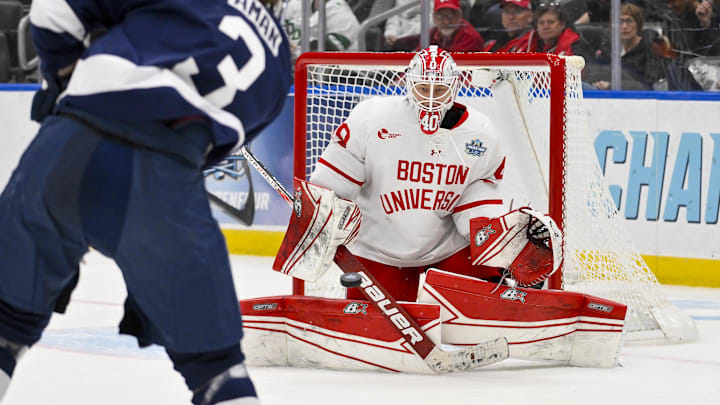 Boston University Terriers goaltender Mikhail Yegorov (40): Jeff Curry-Imagn Images