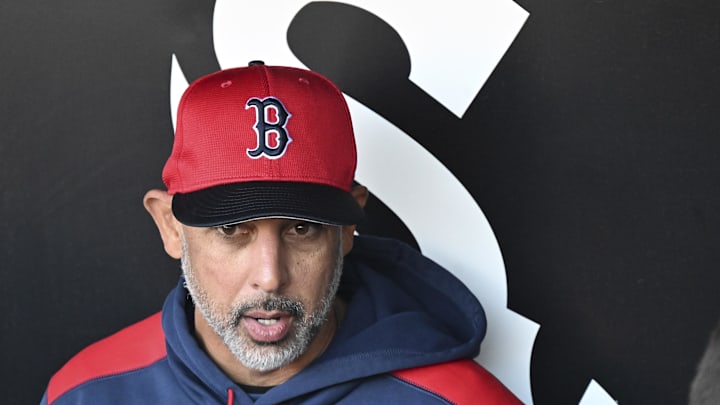 Apr 11, 2025; Chicago, Illinois, USA; Boston Red Sox manager Alex Cora (13) talks with the media before the teamís game against the Chicago White Sox at Guaranteed Rate Field. Mandatory Credit: Matt Marton-Imagn Images Apr 11, 2025; Chicago, Illinois, USA; Boston Red Sox manager Alex Cora (13) talks with the media before the teamís game against the Chicago White Sox at Guaranteed Rate Field. Mandatory Credit: Matt Marton-Imagn Images