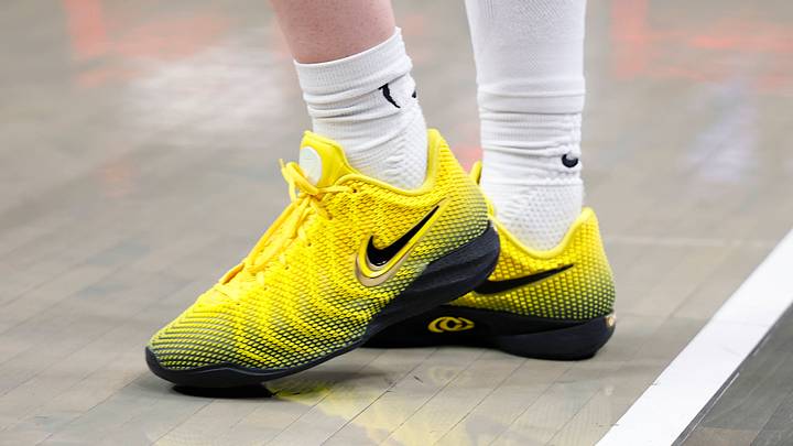 Caitlin Clark wears the Nike Caitlin 1 "Iowa" colorway. Caitlin Clark wears the Nike Caitlin 1 "Iowa" colorway.