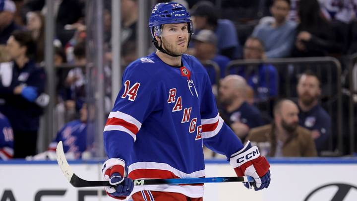 Mar 27, 2026; New York, New York, USA; New York Rangers right wing Taylor Raddysh (14) skates against the Chicago Blackhawks during the second period at Madison Square Garden. Mandatory Credit: Brad Penner-Imagn Images Mar 27, 2026; New York, New York, USA; New York Rangers right wing Taylor Raddysh (14) skates against the Chicago Blackhawks during the second period at Madison Square Garden. Mandatory Credit: Brad Penner-Imagn Images