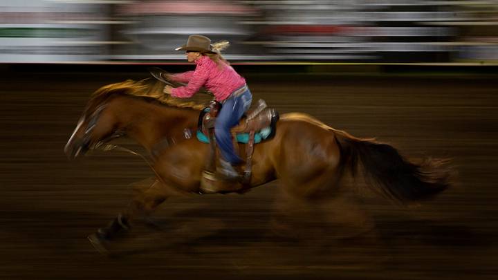 Barrel racing action
