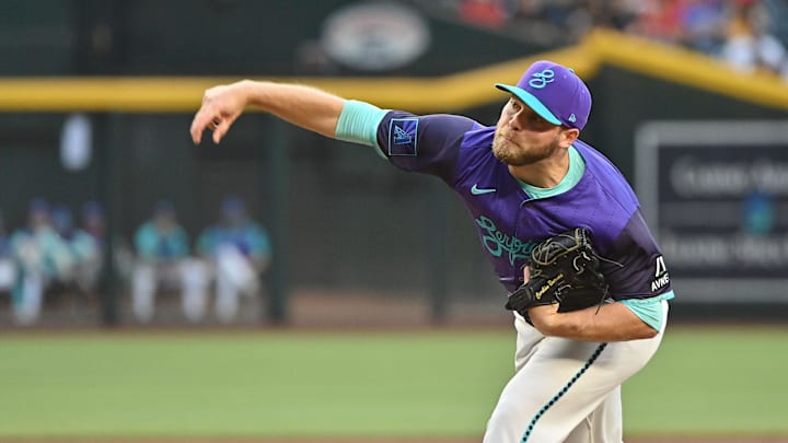 May 16, 2025; Phoenix, Arizona, USA;  Arizona Diamondbacks pitcher Corbin Burnes (39) throws in the first inning against the Colorado Rockies at Chase Field. Mandatory Credit: Matt Kartozian-Imagn Images