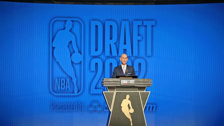 Jun 23, 2022; Brooklyn, NY, USA; NBA commissioner Adam Silver speaks before the first round of the 2022 NBA Draft at Barclays Center. Mandatory Credit: Brad Penner-USA TODAY Sports