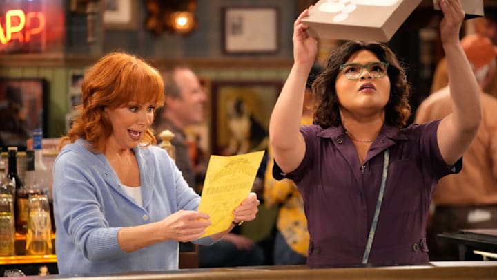 HAPPY'S PLACE -- "Emcee Squared" Episode 109 -- Pictured: (l-r) Reba McEntire as Bobbie, Belissa Escobedo as Isabella