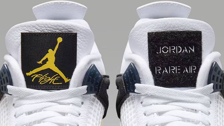 The Air Jordan 4 "Rare Air - Tour Yellow" colorway. The Air Jordan 4 "Rare Air - Tour Yellow" colorway.