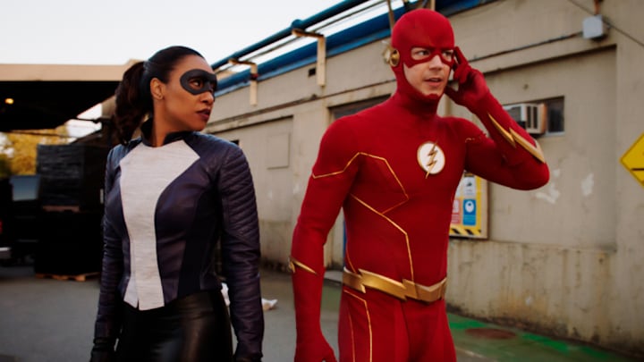 The Flash -- "Heart of the Matter, Part 2" -- Image Number: FLA718fg_0007r.jpg -- Pictured (L-R): Candice Patton as Iris West - Allen and Grant Gustin as The Flash -- Photo: Bettina Strauss/The CW -- © 2021 The CW Network, LLC. All Rights Reserved