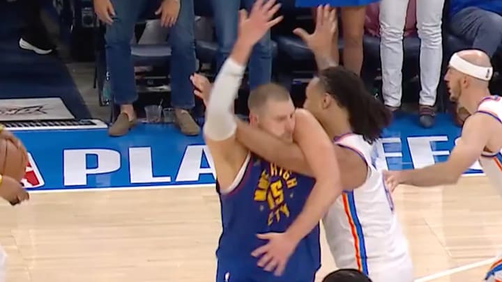 Nikola Jokic tried a new move against the Thunder. Nikola Jokic tried a new move against the Thunder.