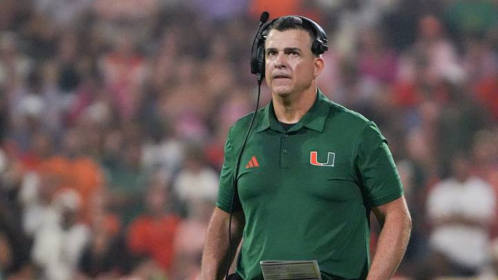 Miami Hurricanes Head Coach Mario Cristobal during the fourth quarter in a game with Clemson at Memorial Stadium Saturday, October 3, 2026. Miami Hurricanes Head Coach Mario Cristobal during the fourth quarter in a game with Clemson at Memorial Stadium Saturday, October 3, 2026.
