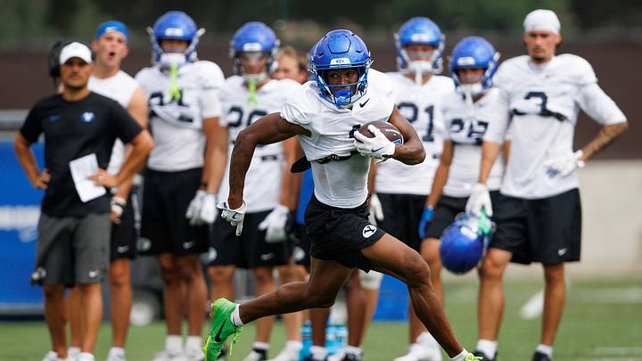 BYU wide receiver Legend Glasker at Fall Camp