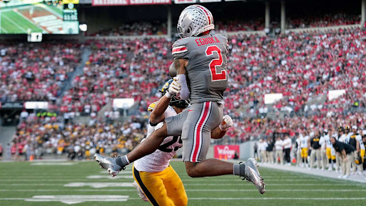 Oct 5, 2024; Columbus, OH, USA; Ohio State Buckeyes wide receiver Emeka Egbuka (2)
