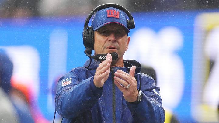 Sep 27, 2026; East Rutherford, New Jersey, USA;  New York Giants head coach John Harbaugh calls a time out during the fourth quarter against the Tennessee Titans at MetLife Stadium.  Mandatory Credit: Vincent Carchietta-Imagn Images
