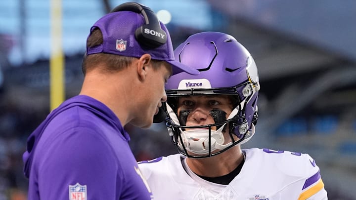Minnesota Vikings head coach Kevin O'Connell and QB J.J. McCarthy Minnesota Vikings head coach Kevin O'Connell and QB J.J. McCarthy