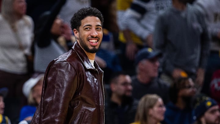 Feb 2, 2026; Indianapolis, Indiana, USA;  Indiana Pacers guard Tyrese Haliburton (0) in the second half against the Houston Rockets at Gainbridge Fieldhouse. Mandatory Credit: Trevor Ruszkowski-Imagn Images