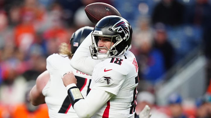 Atlanta Falcons quarterback Kirk Cousins prepares to pass the ball in the fourth quarter against the Denver Broncos at Empower Field at Mile High in Denver on Nov. 17, 2024. Atlanta Falcons quarterback Kirk Cousins prepares to pass the ball in the fourth quarter against the Denver Broncos at Empower Field at Mile High in Denver on Nov. 17, 2024.
