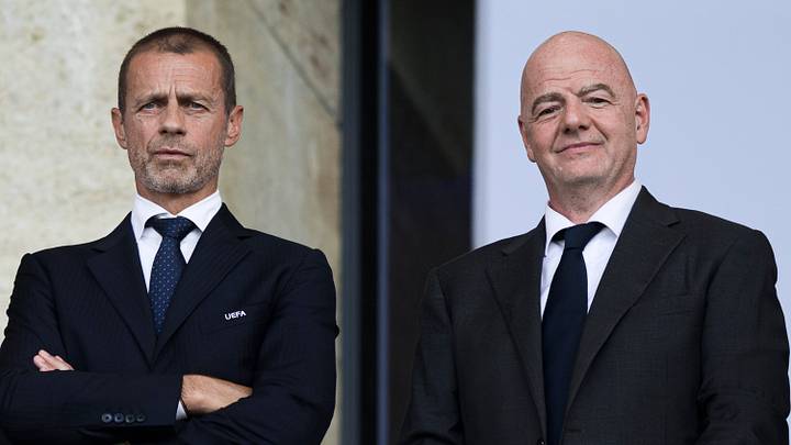 Aleksander Ceferin (L), president of UEFA, and Gianni Aleksander Ceferin (L), president of UEFA, and Gianni