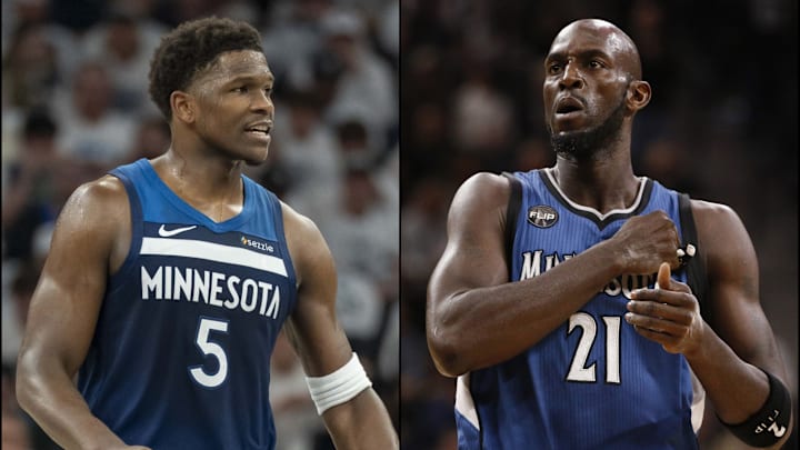 Anthony Edwards might be closing in on Kevin Garnett as the greatest player in Timberwolves history. Anthony Edwards might be closing in on Kevin Garnett as the greatest player in Timberwolves history.