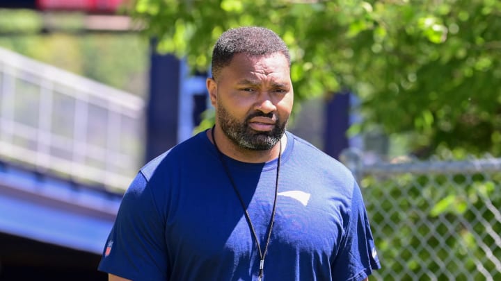 Jun 10, 2024; Foxborough, MA, USA; New England Patriots head coach Jerod Mayo walks to a press conference before minicamp at Gillette Stadium. Mandatory Credit: Eric Canha-USA TODAY Sports Jun 10, 2024; Foxborough, MA, USA; New England Patriots head coach Jerod Mayo walks to a press conference before minicamp at Gillette Stadium. Mandatory Credit: Eric Canha-USA TODAY Sports